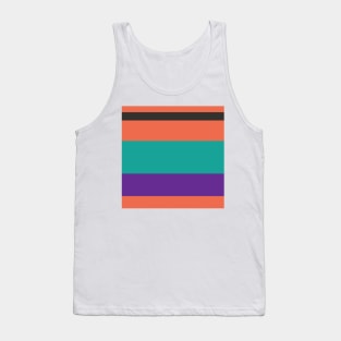 A miraculous consistency of Light Red Ochre, Faded Orange, Christmas Purple, Persian Green and Dark Charcoal stripes. Tank Top